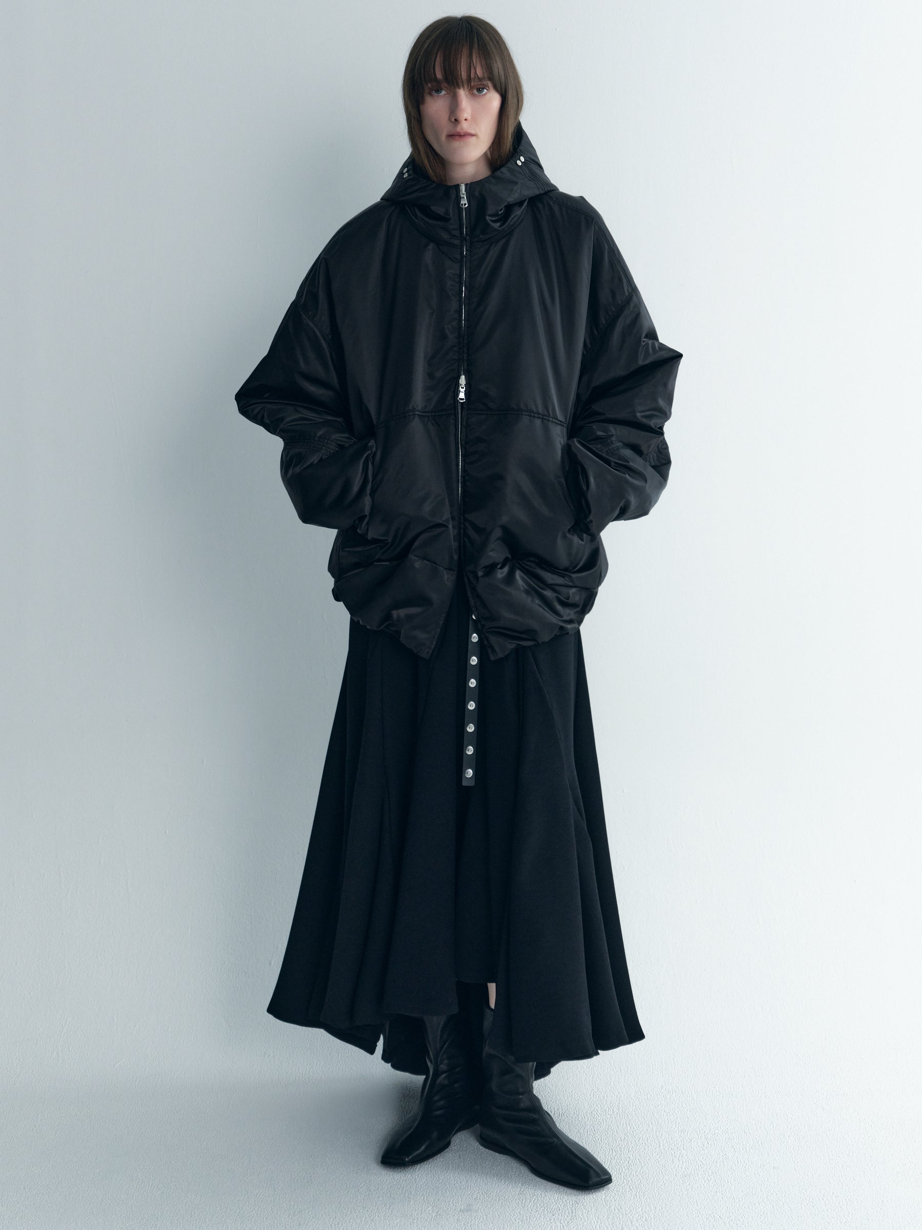 Draped Thindown Hoodied Jacket