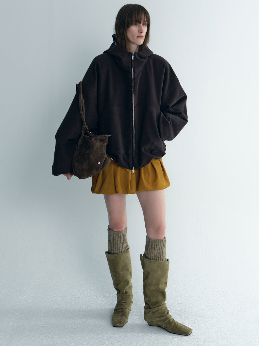 Draped Thindown Hoodied Jacket