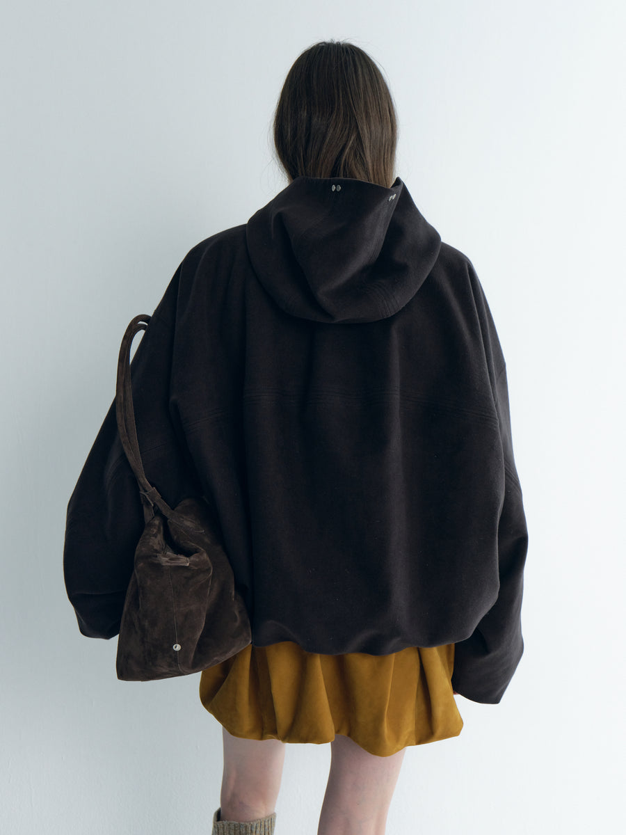 Draped Thindown Hoodied Jacket