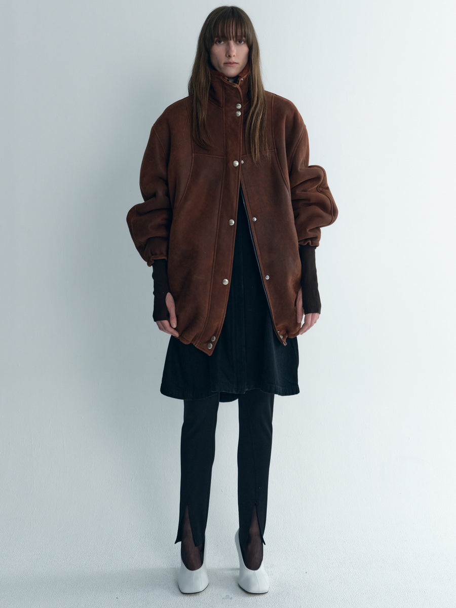 Stand Up Collar Leather Outer