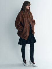 Stand Up Collar Leather Outer