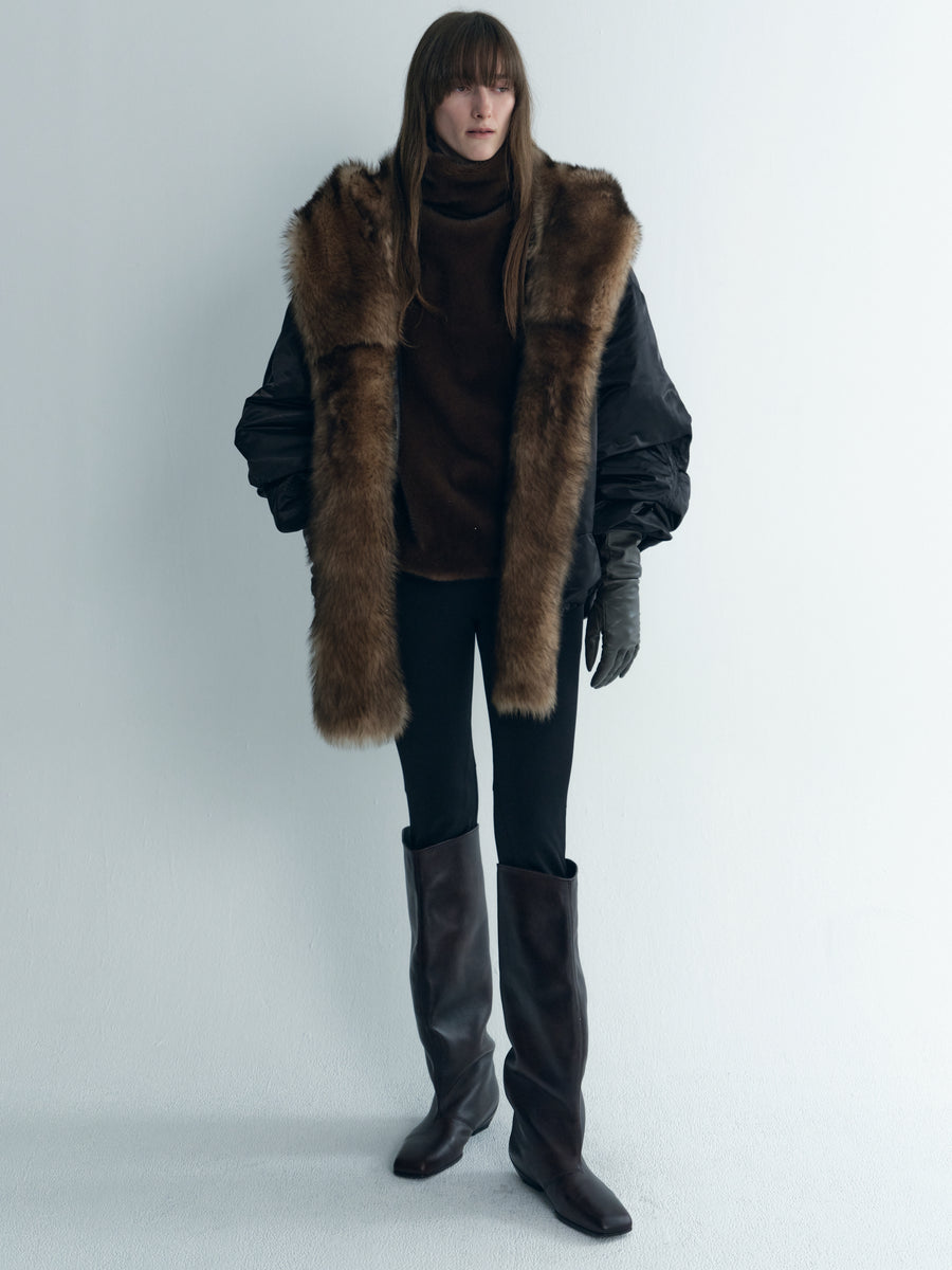 Draped Thindown Hoodied Jacket