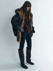 Draped Thindown Hoodied Jacket