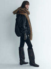 Draped Thindown Hoodied Jacket
