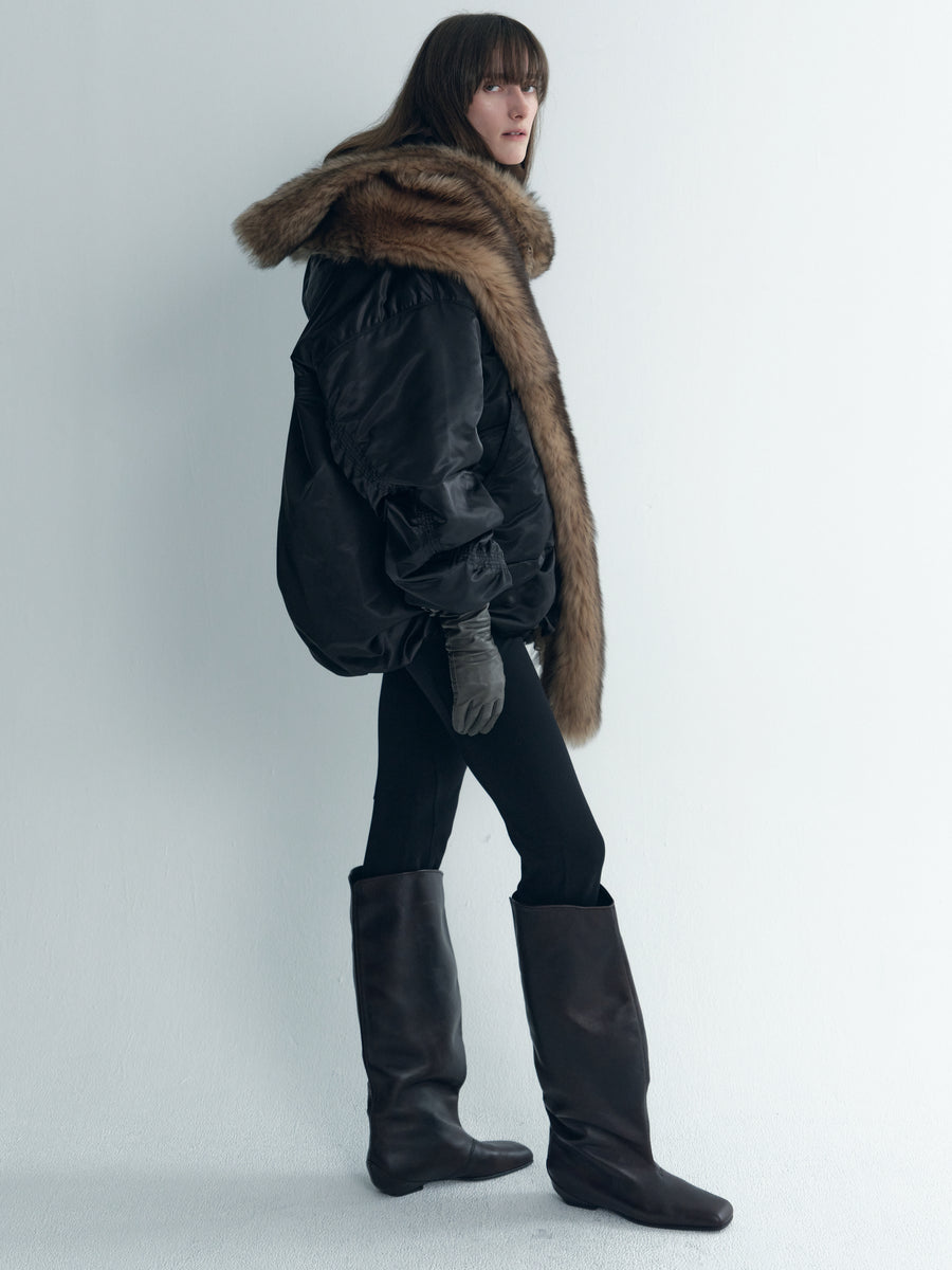 Draped Thindown Hoodied Jacket