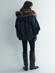 Draped Thindown Hoodied Jacket