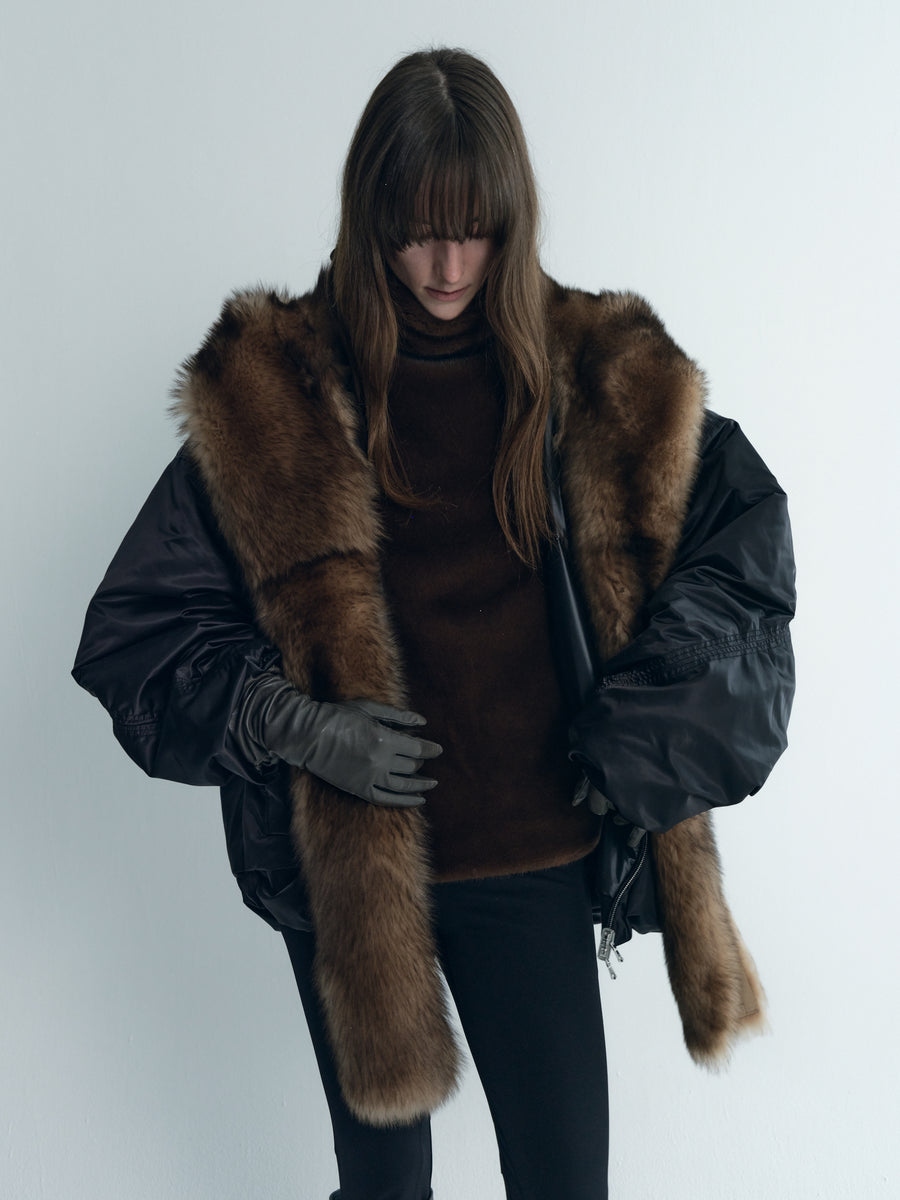 Draped Thindown Hoodied Jacket
