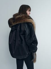 Draped Thindown Hoodied Jacket