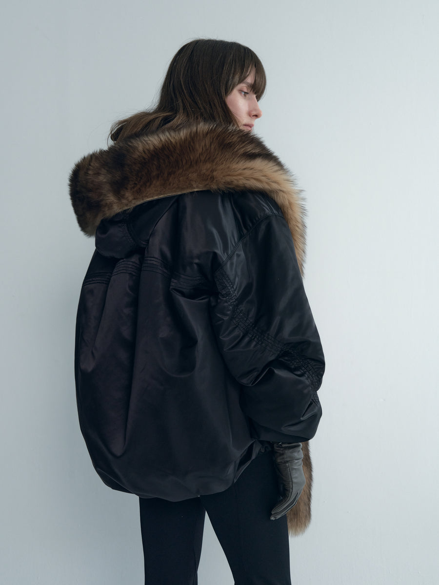 Draped Thindown Hoodied Jacket