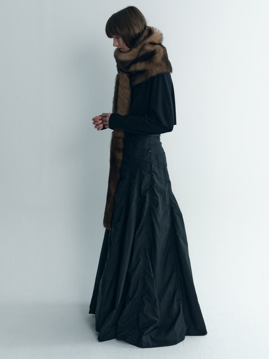 Shirring Detailed Long Skirt