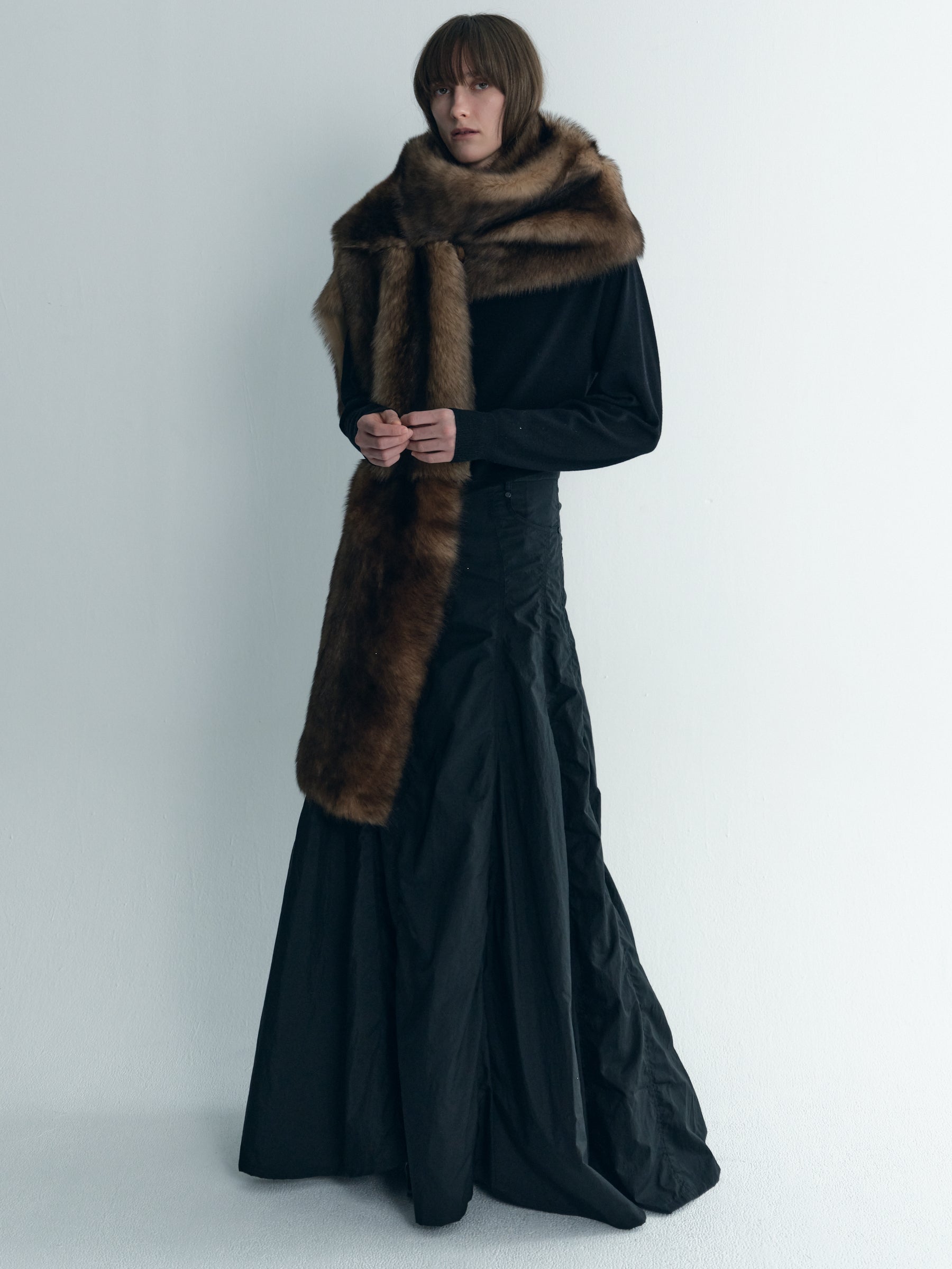 Shirring Detailed Long Skirt