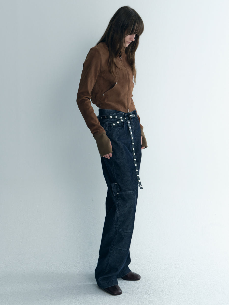 Rivet Detail Washed Black Denim