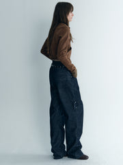 Rivet Detail Washed Black Denim