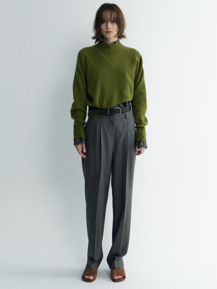 Cashmere Unbalance Crop Knit Top