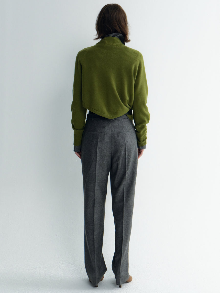 Cashmere Unbalance Crop Knit Top