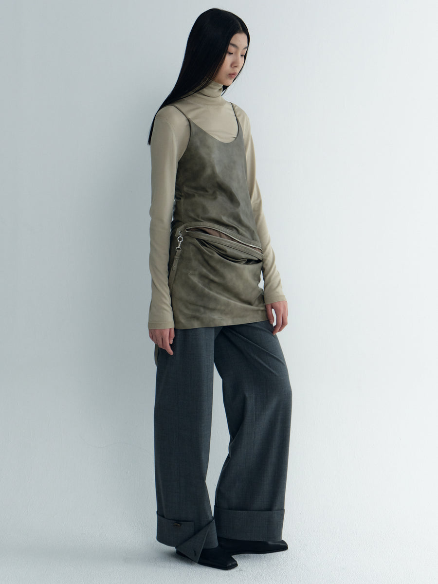 Cuffs-Turnup Belted Pants