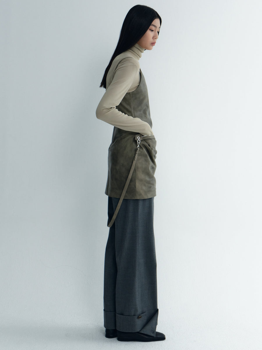 Cuffs-Turnup Belted Pants