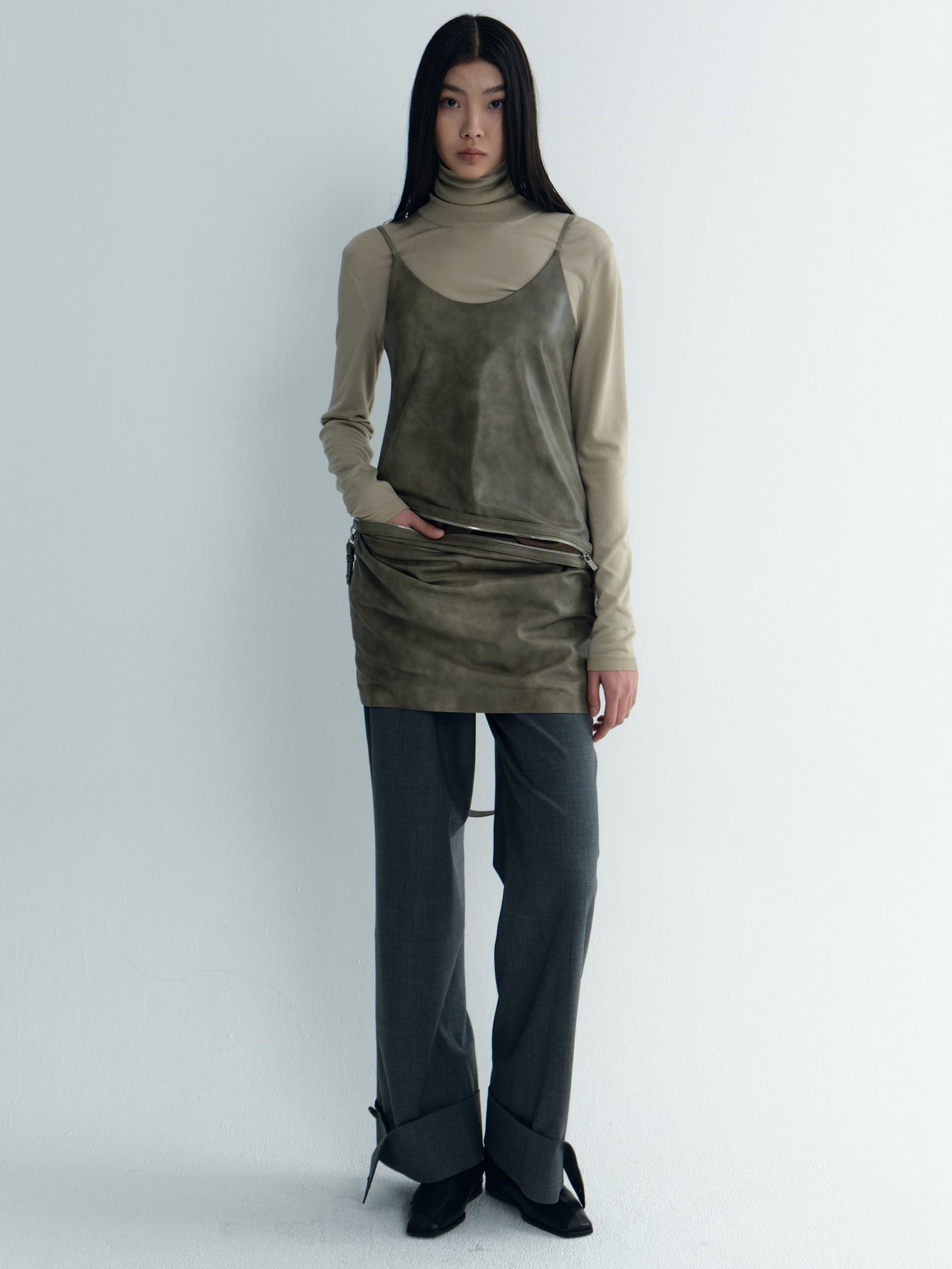 Cuffs-Turnup Belted Pants