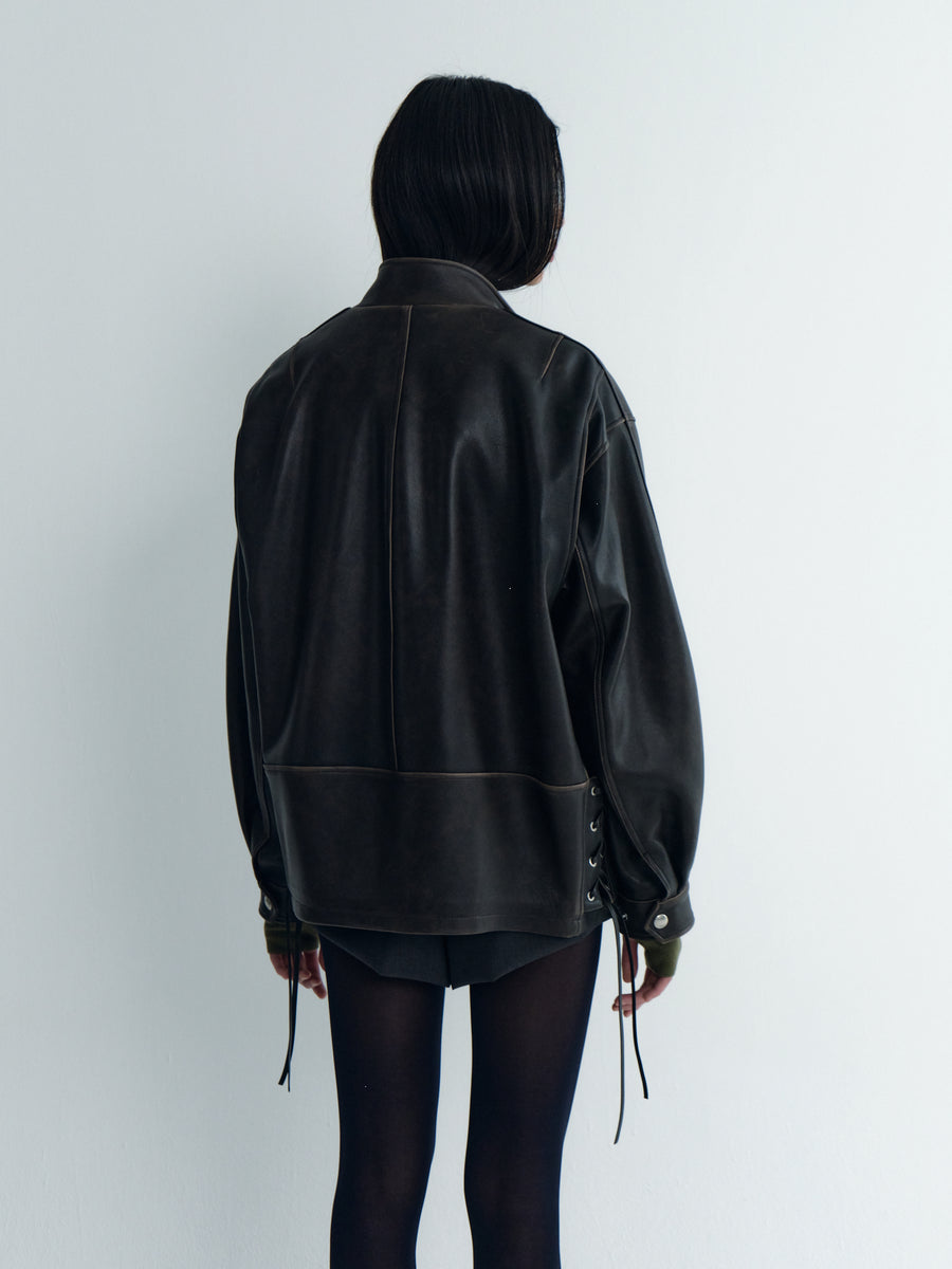 Biker Style Leather Outer