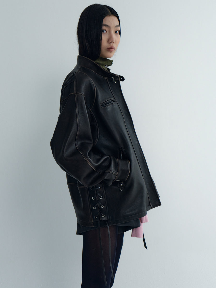 Biker Style Leather Outer