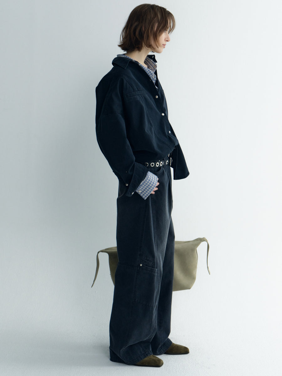 Oversize Back-Cropped Washed Denim Shirts