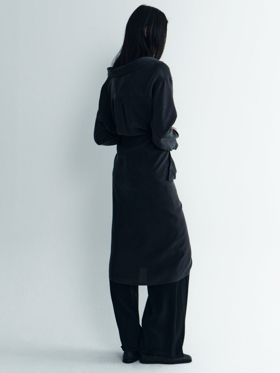 Asymmetric Shirt Dress With Plunging Collar