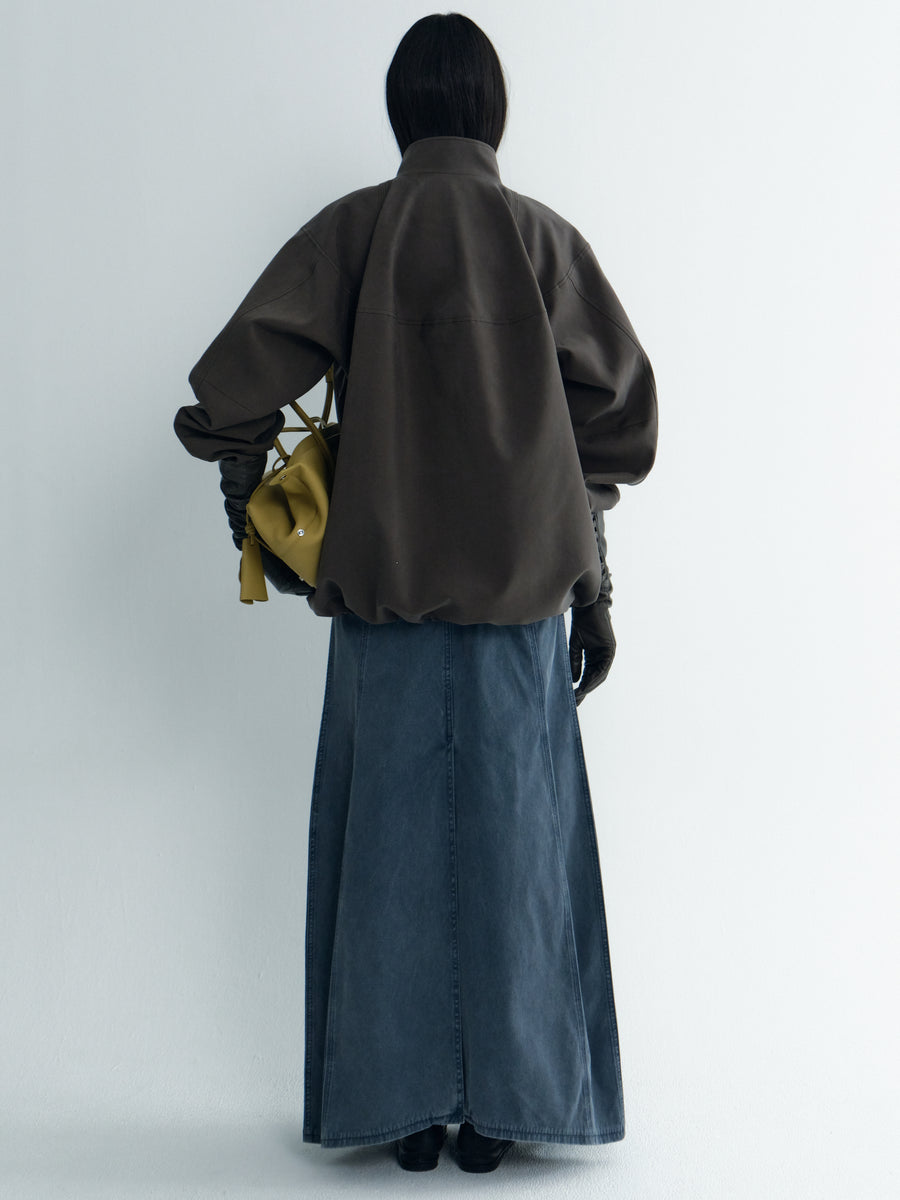 Avant-Silhouette Washed Denim Skirt