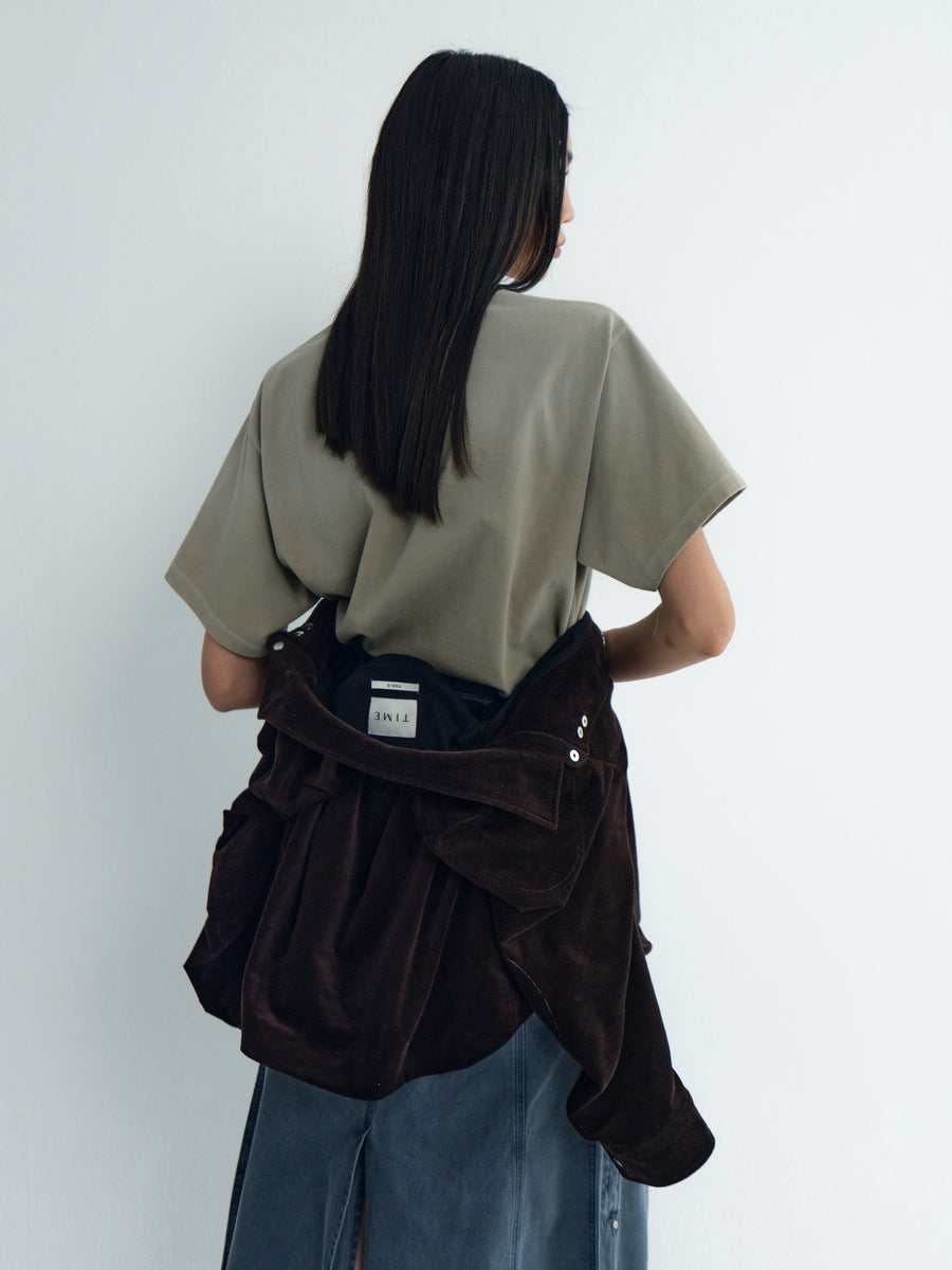 Avant-Silhouette Washed Denim Skirt