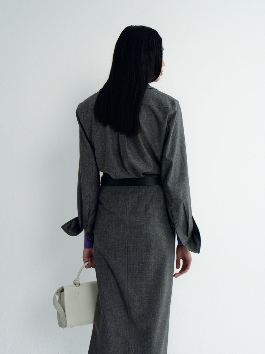 Asymmertic Draped Wool Skirt