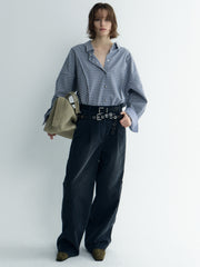 Oversize Back-Croppedwool Check Shirt