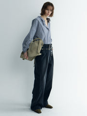 Oversize Back-Croppedwool Check Shirt