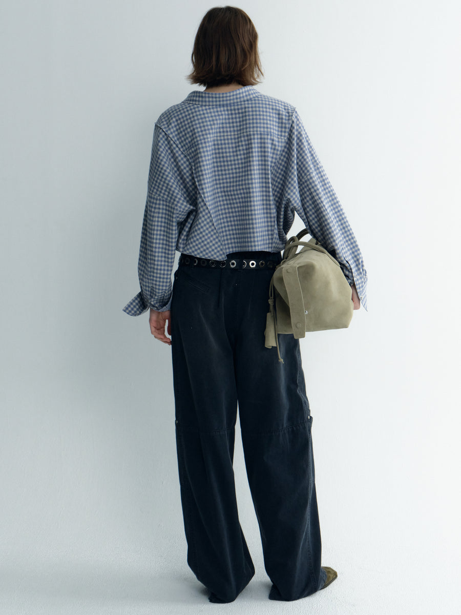 Oversize Back-Croppedwool Check Shirt