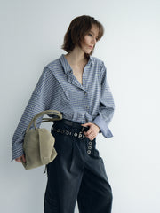 Oversize Back-Croppedwool Check Shirt