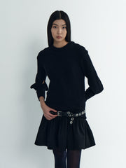 Wool Cut-Out Sleeve Knit Top
