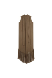 Tie V-Neck Long Dress