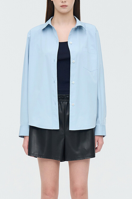 Back Button Loose Fit Shirt
