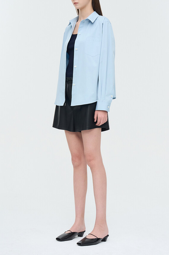Back Button Loose Fit Shirt