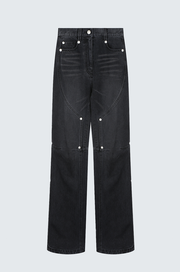 Rivet Detail Washed Black Denim