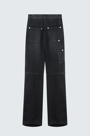 Rivet Detail Washed Black Denim