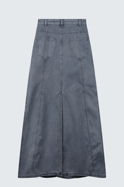 Avant-Silhouette Washed Denim Skirt