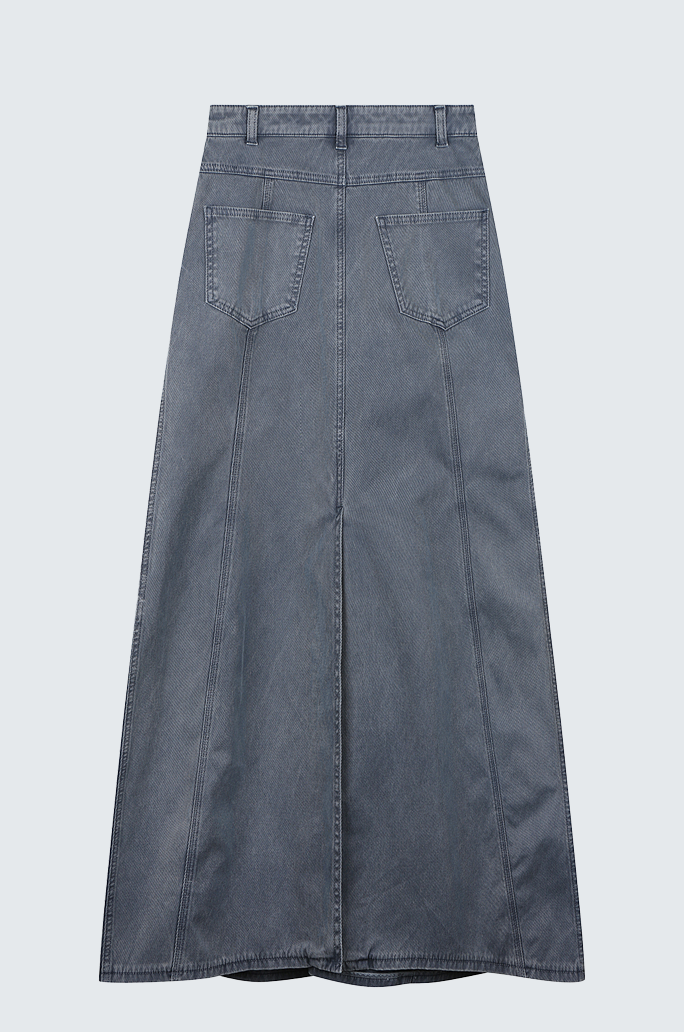 Avant-Silhouette Washed Denim Skirt