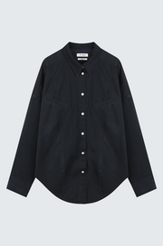 Oversize Back-Cropped Washed Denim Shirts