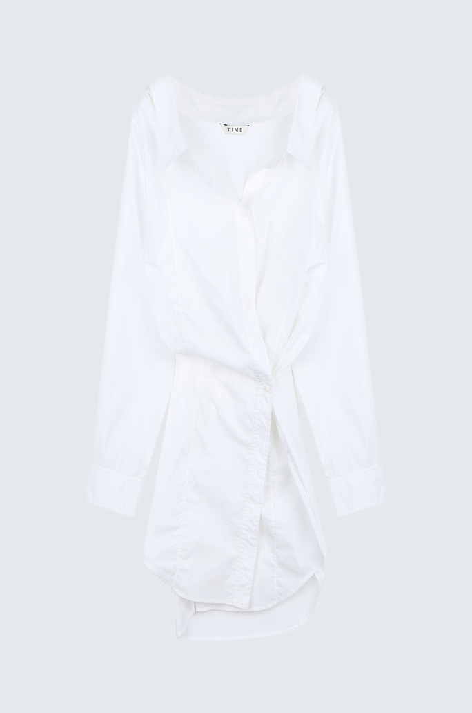 A Loose-Fit Dreaped Cotton Shirtwith A Plunging Collar