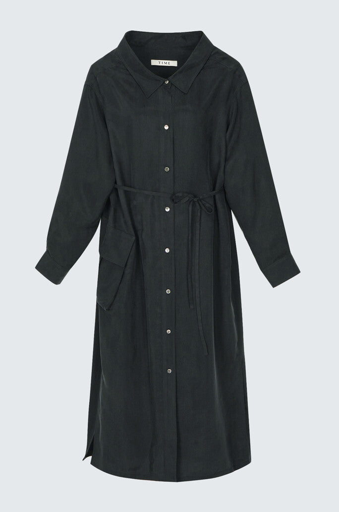 Asymmetric Shirt Dress With Plunging Collar
