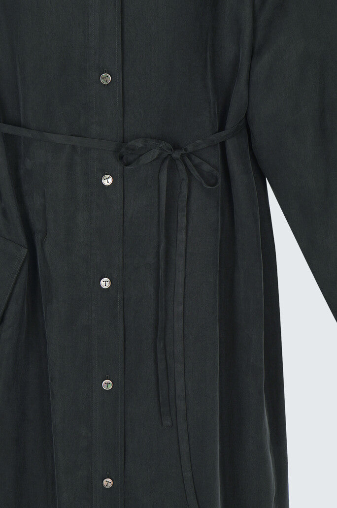 Asymmetric Shirt Dress With Plunging Collar