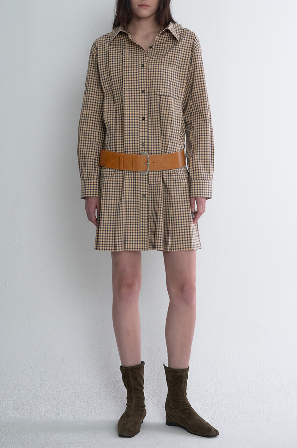 Belted Check Shirt Dress