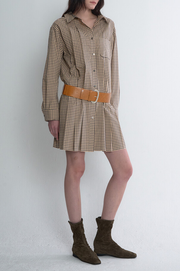 Belted Check Shirt Dress