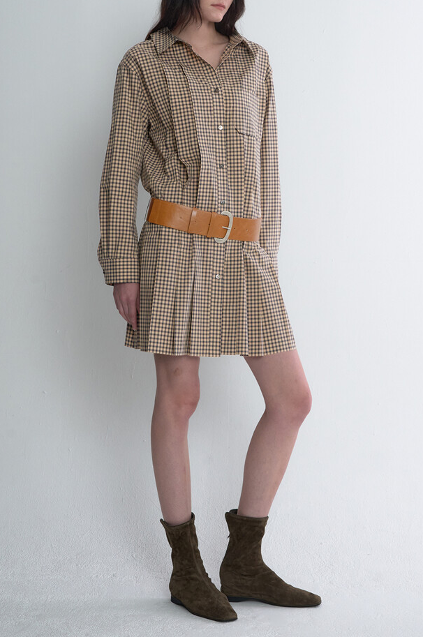Belted Check Shirt Dress