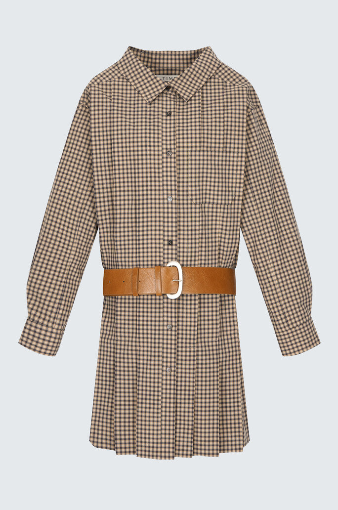 Belted Check Shirt Dress