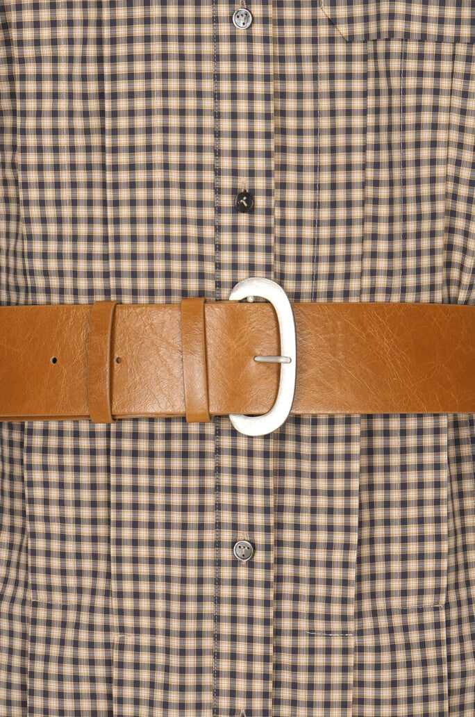 Belted Check Shirt Dress